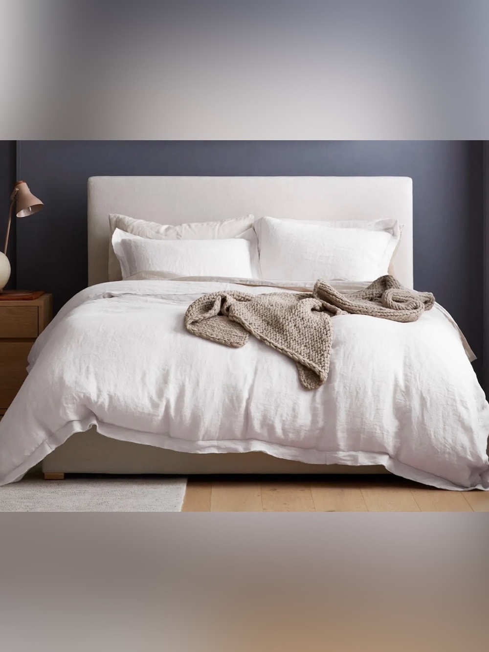 Quince European Linen Double Flange 1 Piece Duvet Cover, King/Cal (White)